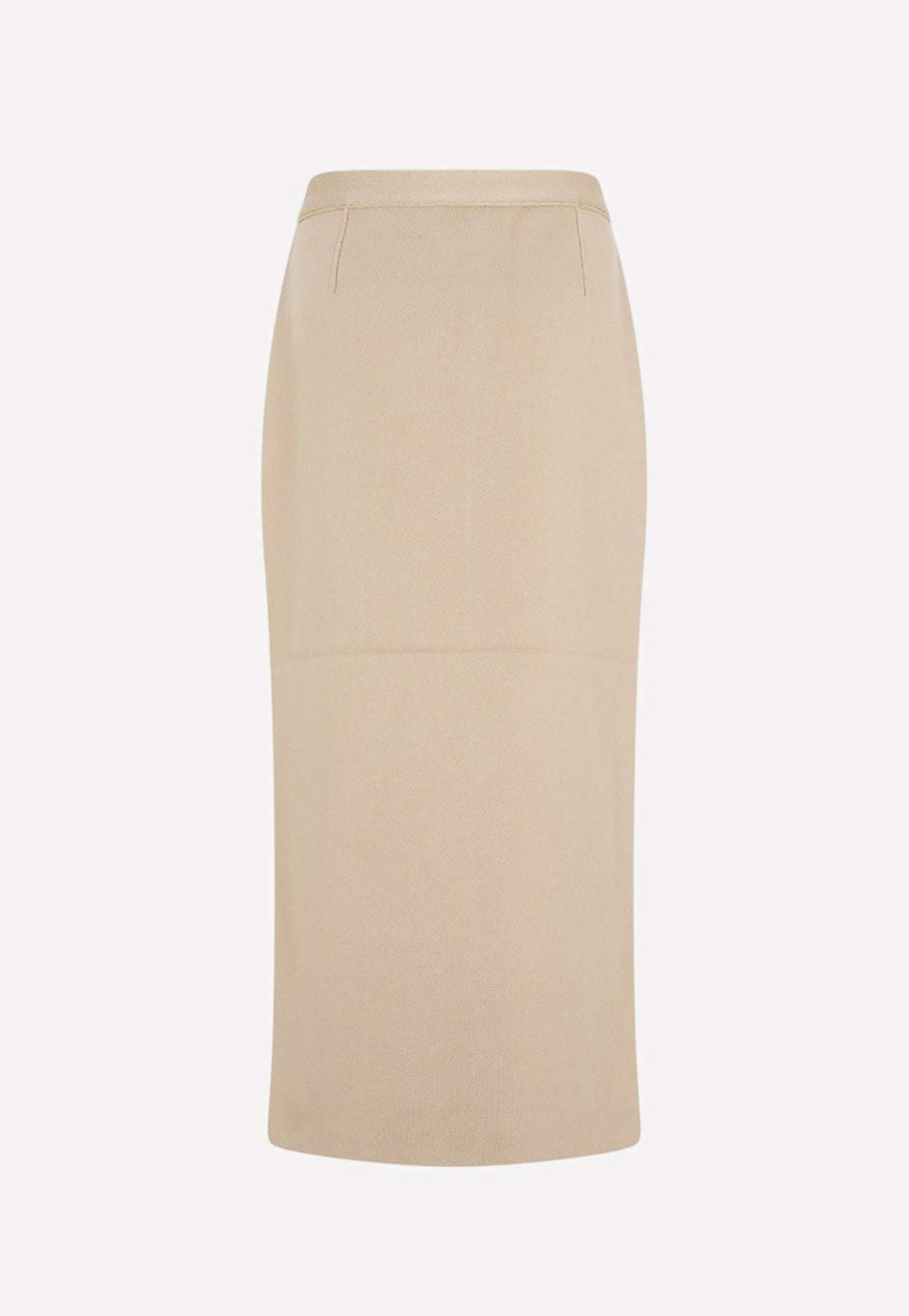 Skirts * | Theory Mini Skirt In Merino Wool Beige