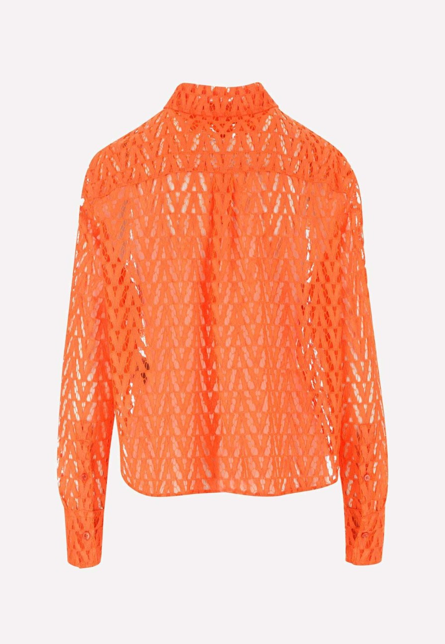 Evening * | Valentino V Optical Lace Shirt Orange