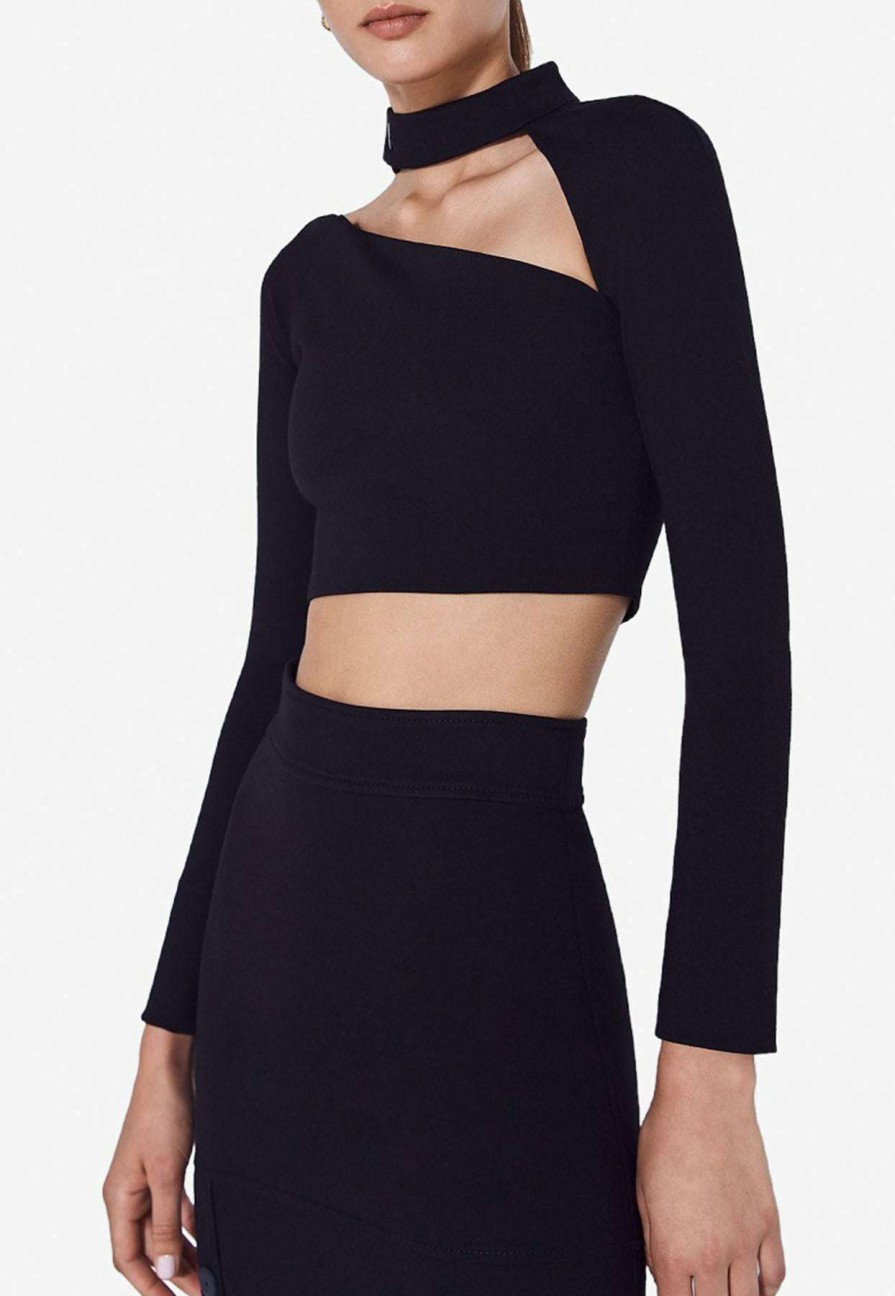 Evening * | Alexis Camryn Cropped Top Black