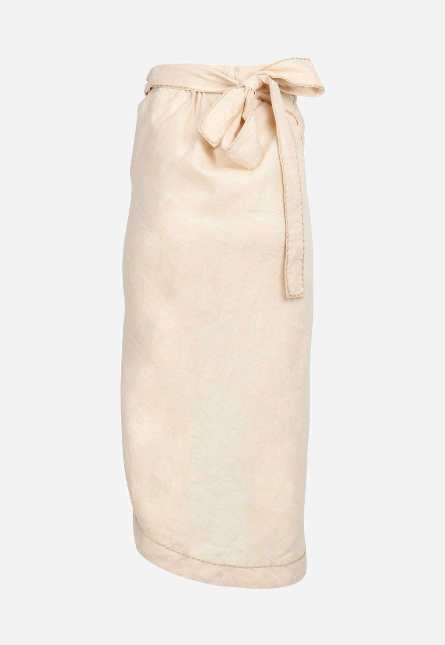 Skirts * | Pink Filosofy Bossa Midi Wrap Skirt Beige