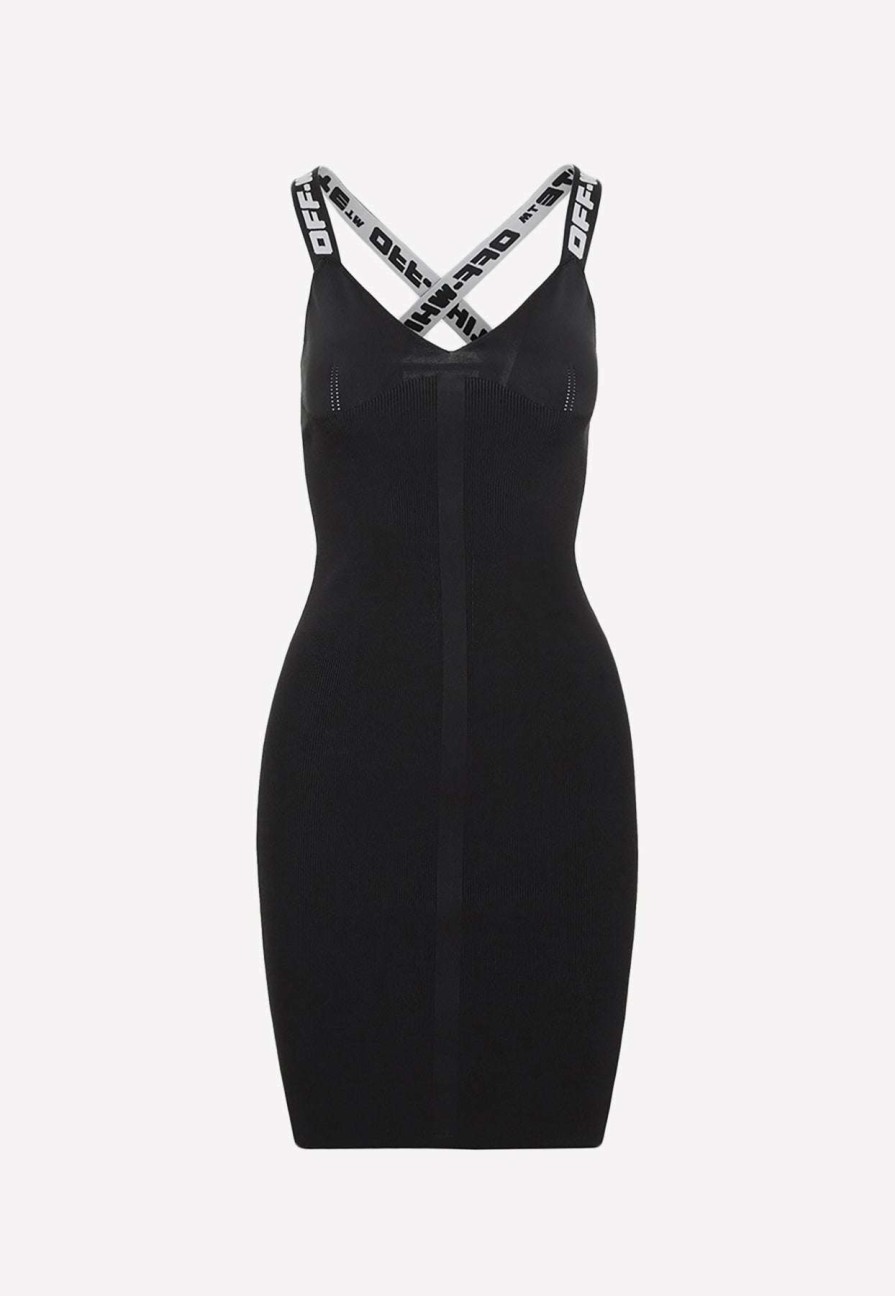 Evening * | Off-White Criss-Cross Strap Dress Black