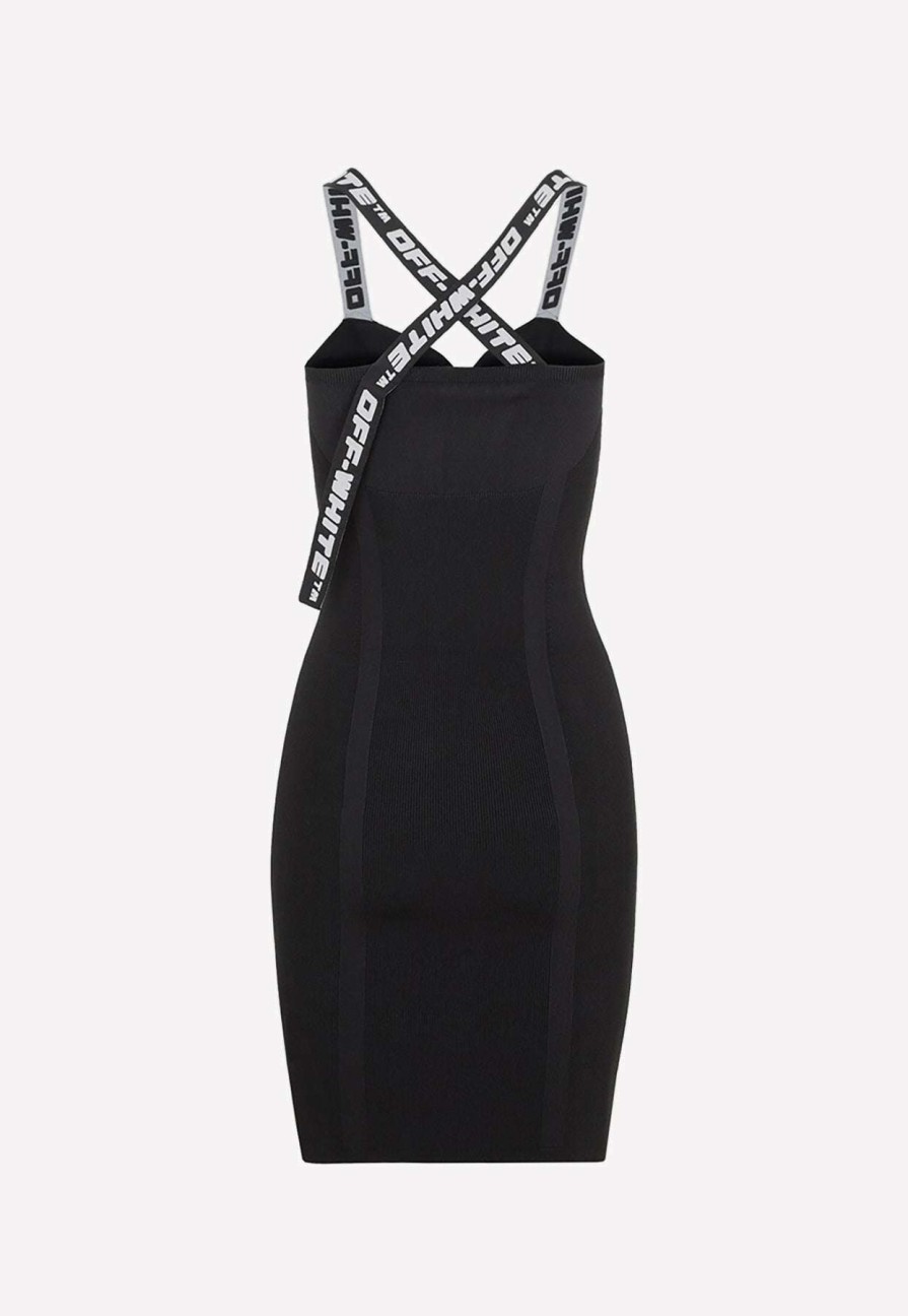 Evening * | Off-White Criss-Cross Strap Dress Black