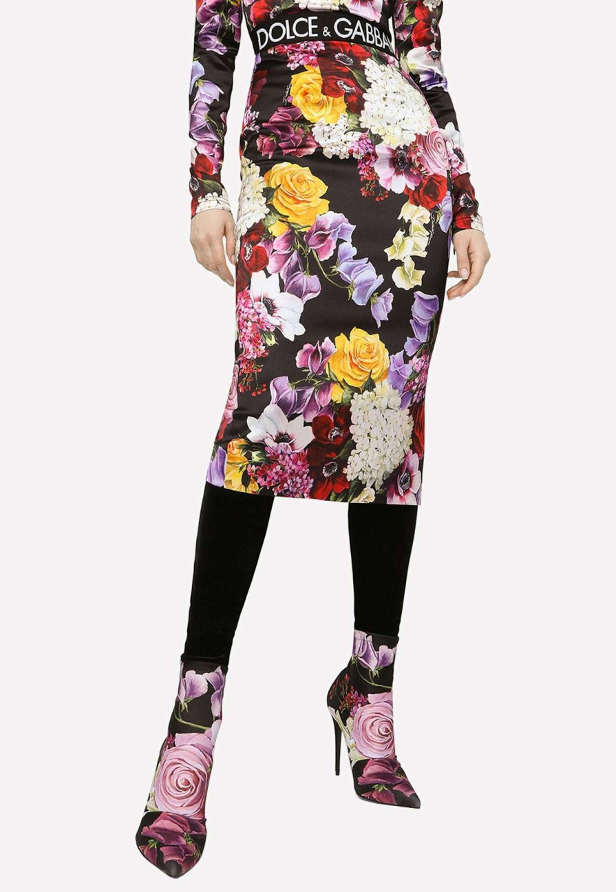 Skirts * | Dolce & Gabbana Floral Print Midi Pencil Skirt Multicolor