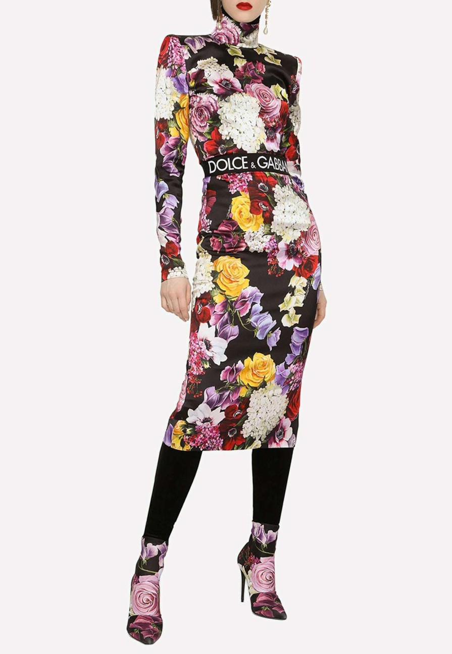 Skirts * | Dolce & Gabbana Floral Print Midi Pencil Skirt Multicolor