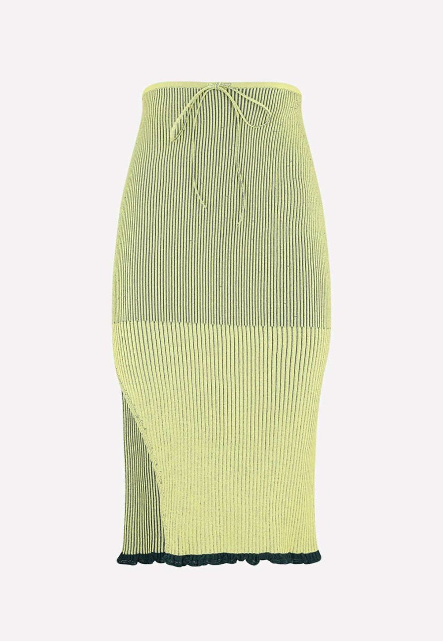 Skirts * | Az Factory Ribbed Midi Skirt Green