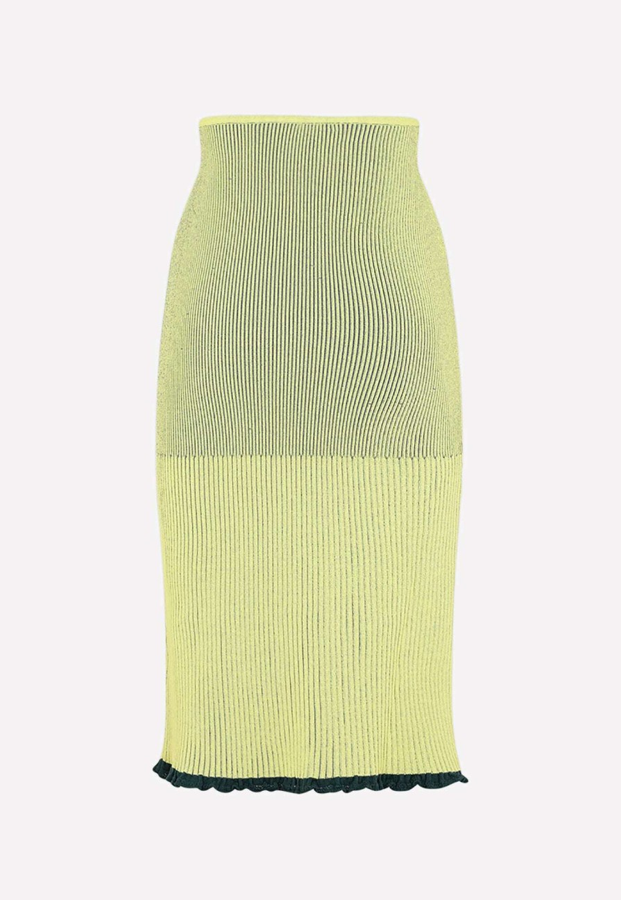 Skirts * | Az Factory Ribbed Midi Skirt Green