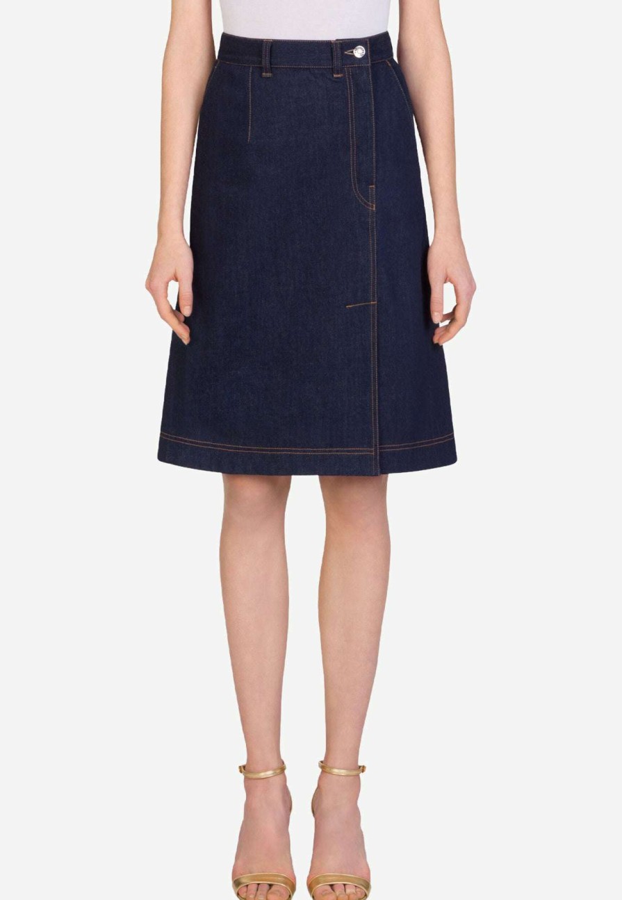 Skirts * | Dolce & Gabbana A-Line Denim Skirt Blue