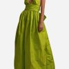 Evening * | Leal Daccarett Corombaia Silk Taffeta Gown With Oversized Bow Detail Lime