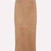 Skirts * | Brunello Cucinelli Suede Midi Pencil Skirt Brown