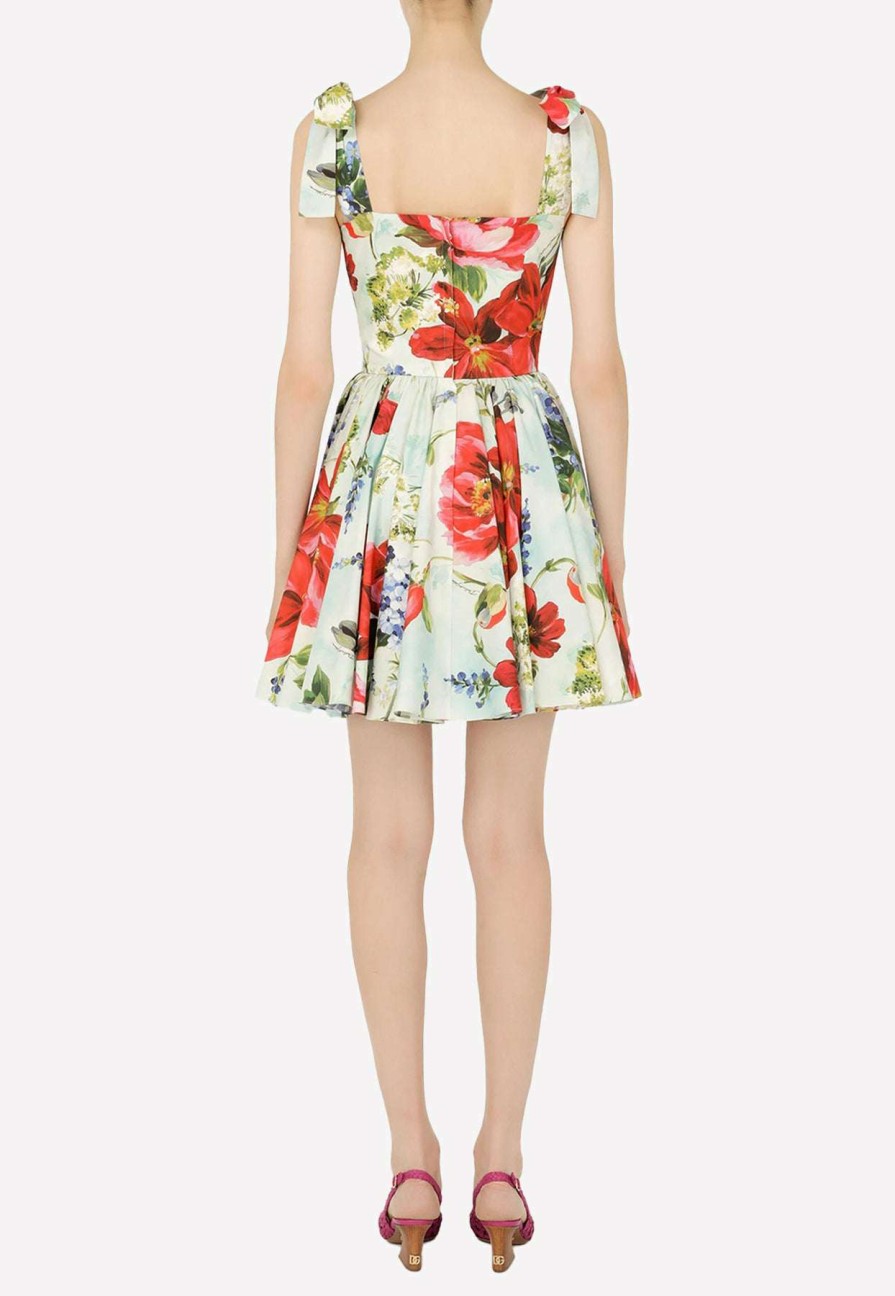 Dresses * | Dolce & Gabbana Garden-Print Poplin Mini Dress Multicolor