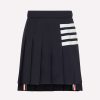 Skirts * | Thom Browne 4-Bar Pleated Mini Skirt Navy