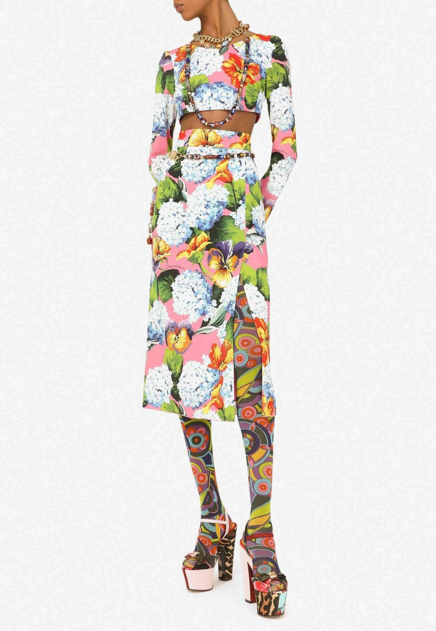 Skirts * | Dolce & Gabbana Floral Print Pencil Midi Skirt Multicolor