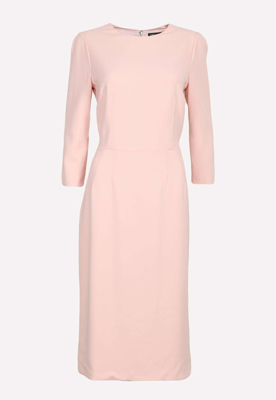 Dresses * | Dolce & Gabbana Long-Sleeved Fitted Cady Dress Pink