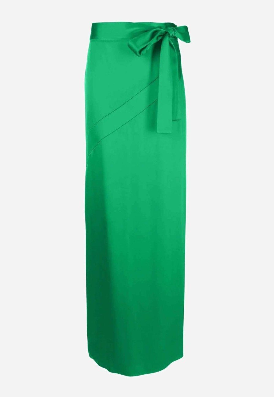 Skirts * | Tom Ford High-Rise Maxi Skirt In Satin Green