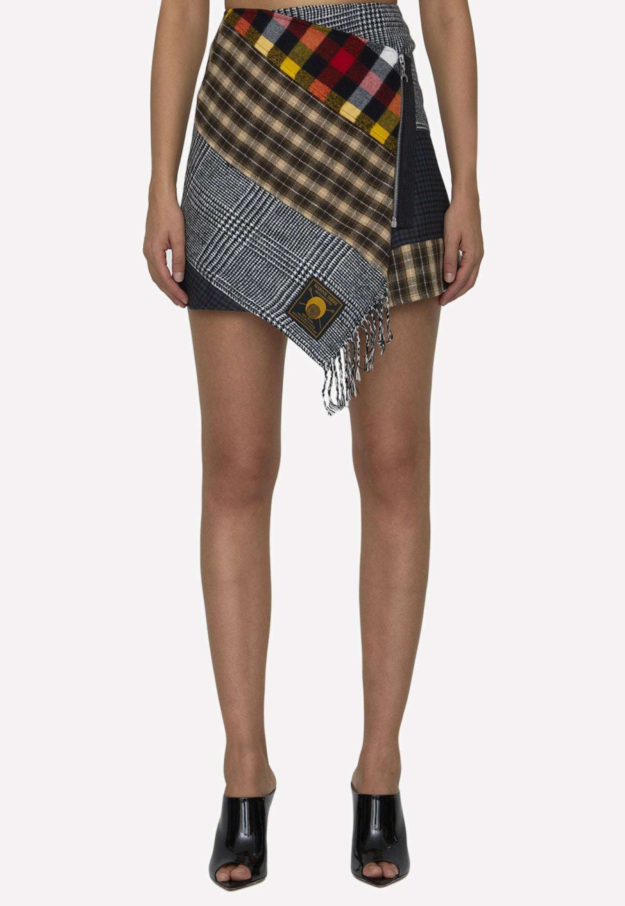 Skirts * | Marine Serre Clashing Tartans Mini Skirt In Wool Multicolor