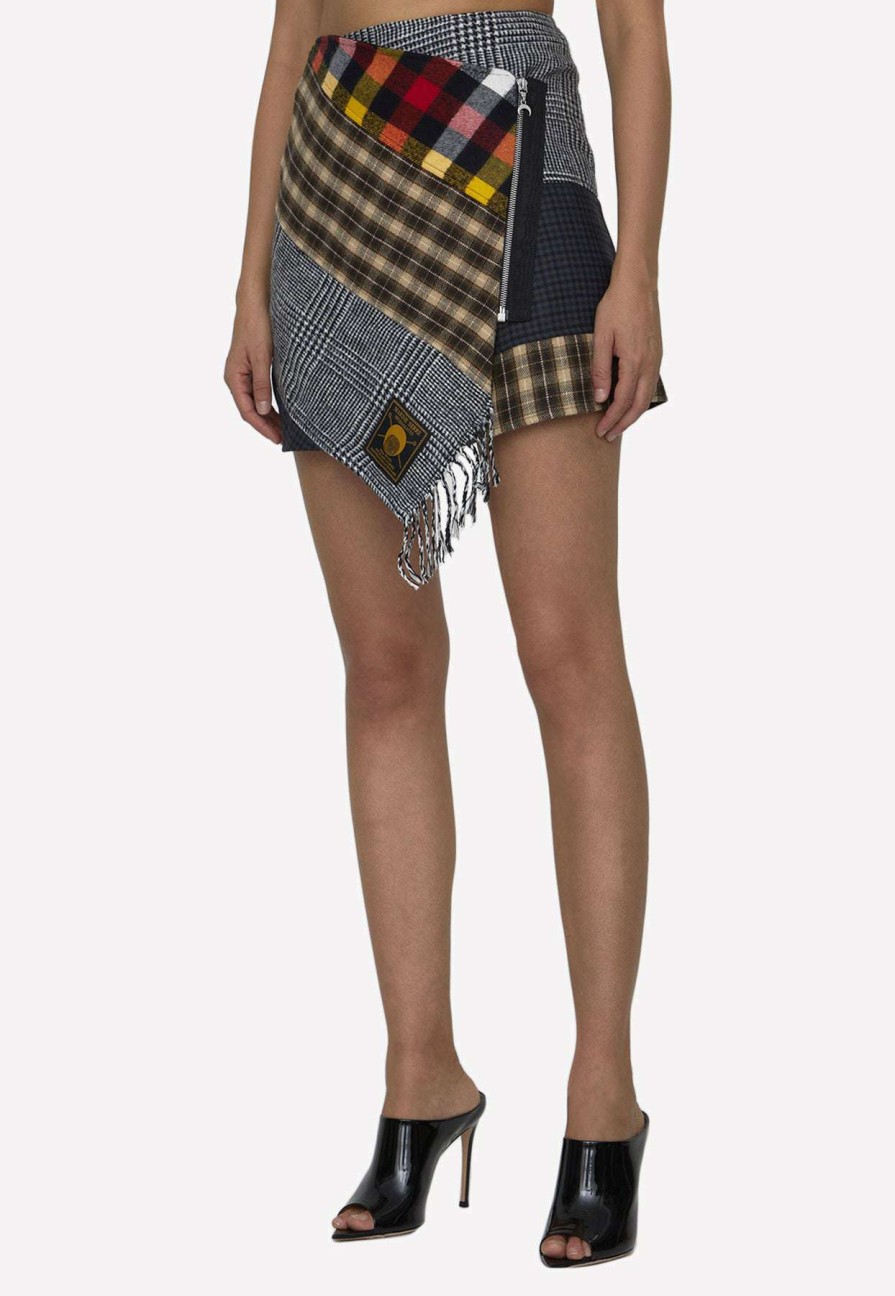 Skirts * | Marine Serre Clashing Tartans Mini Skirt In Wool Multicolor