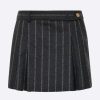 Skirts * | Versace Pinstripe Logo Mini Skirt Black