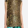 Evening * | Roberto Cavalli Animal Print Tie-Neck Top Multicolor