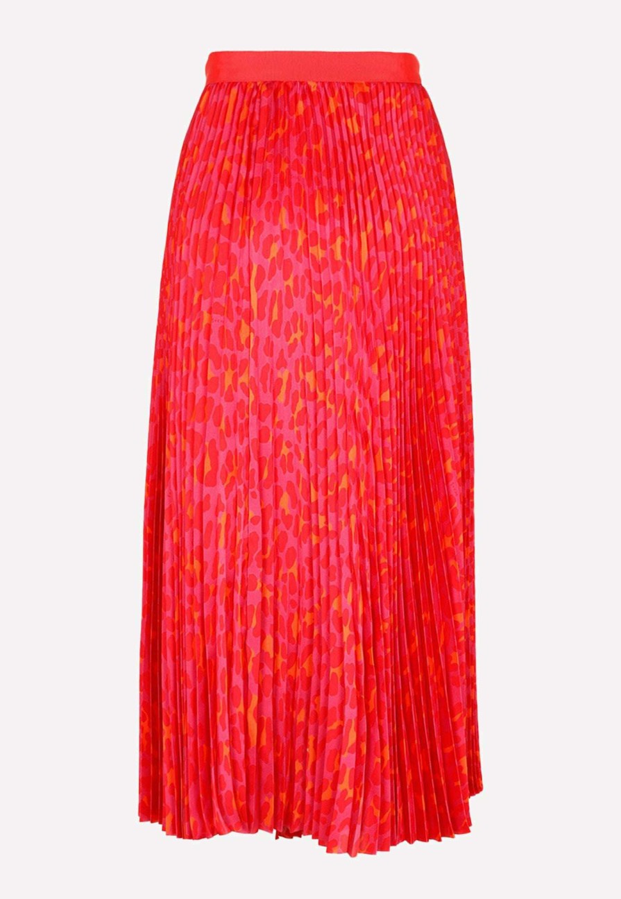 Skirts * | Sacai Animal Print Midi Pleated Skirt Pink