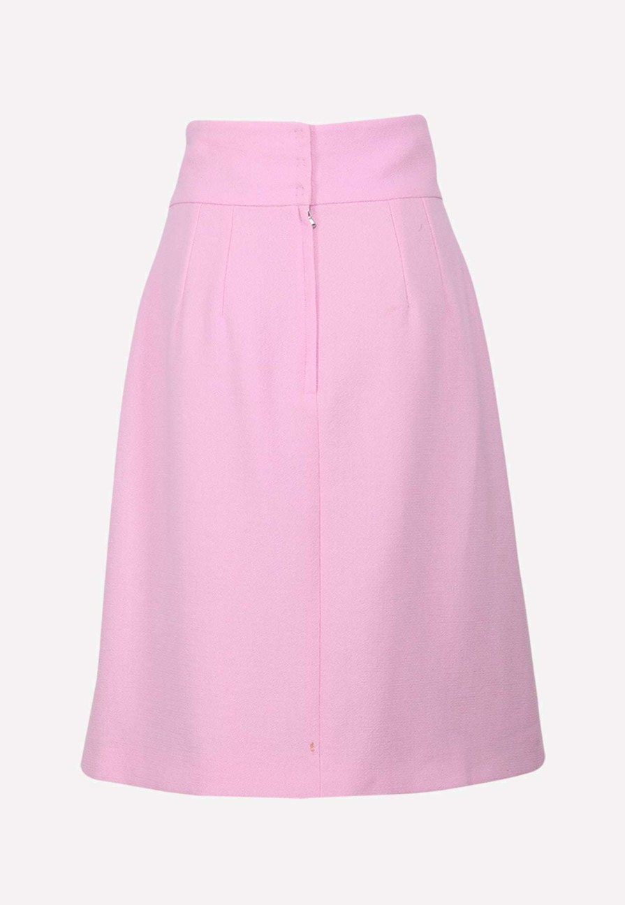 Skirts * | Dolce & Gabbana High-Waist Woven A-Line Skirt Pink