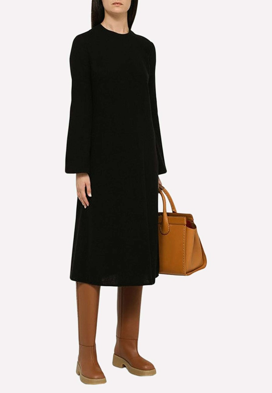 Dresses * | Chloe Wool And Cashmere Knitted Midi Dress Black