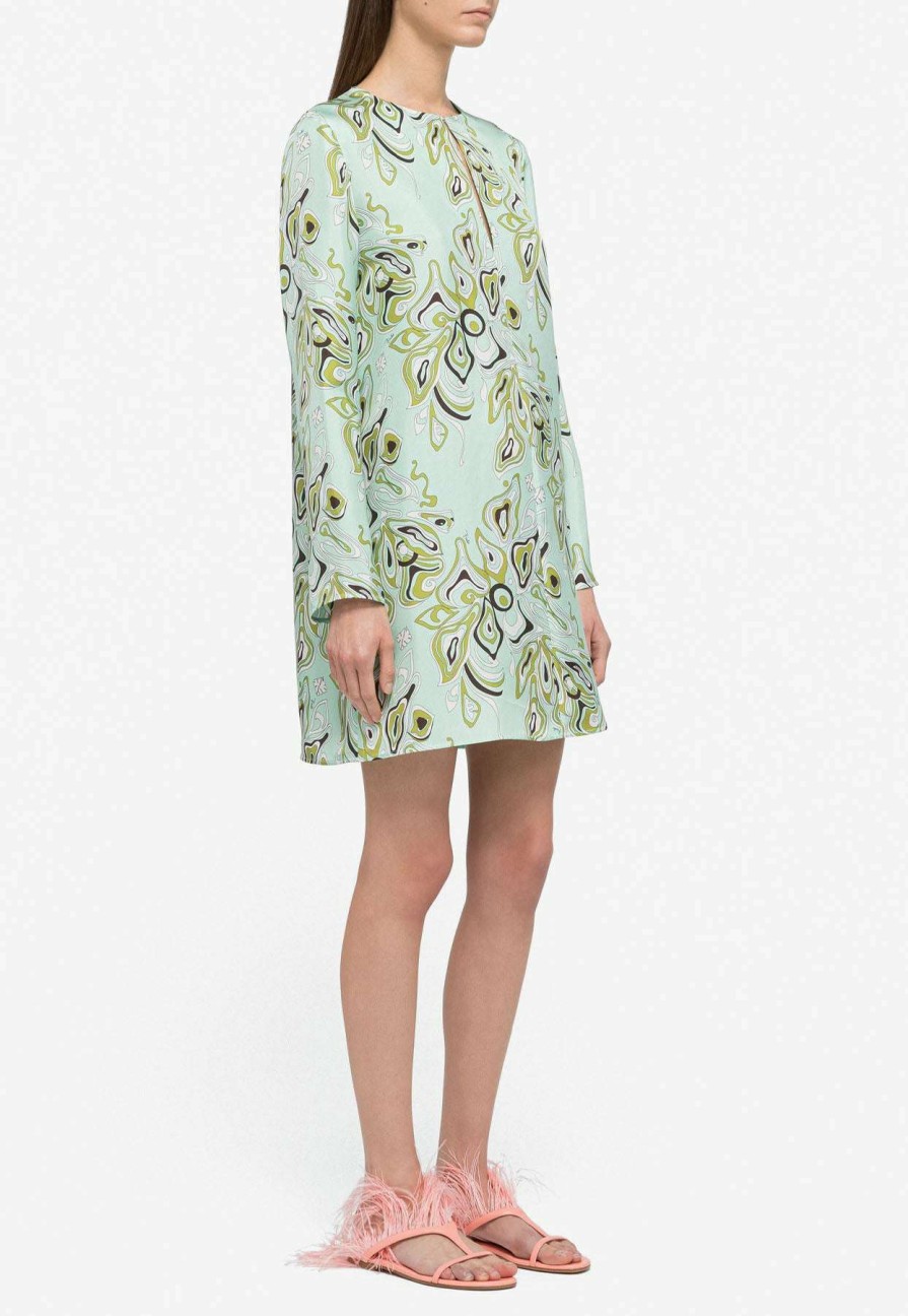 Dresses * | Emilio Pucci Africana Print Silk Mini Dress Mint