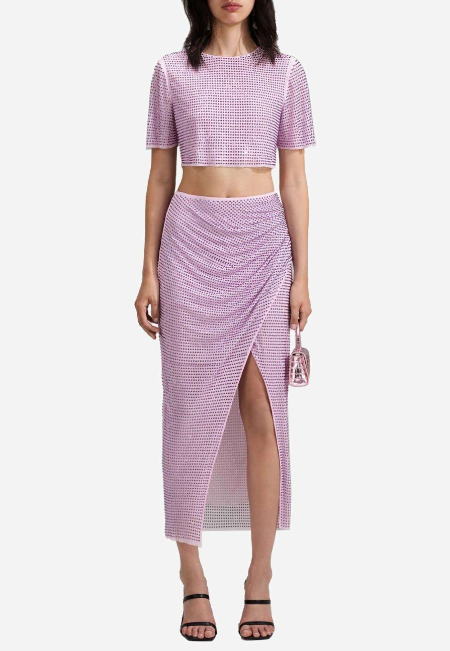 Skirts * | Self-Portrait Studded Midi Wrap Skirt Purple