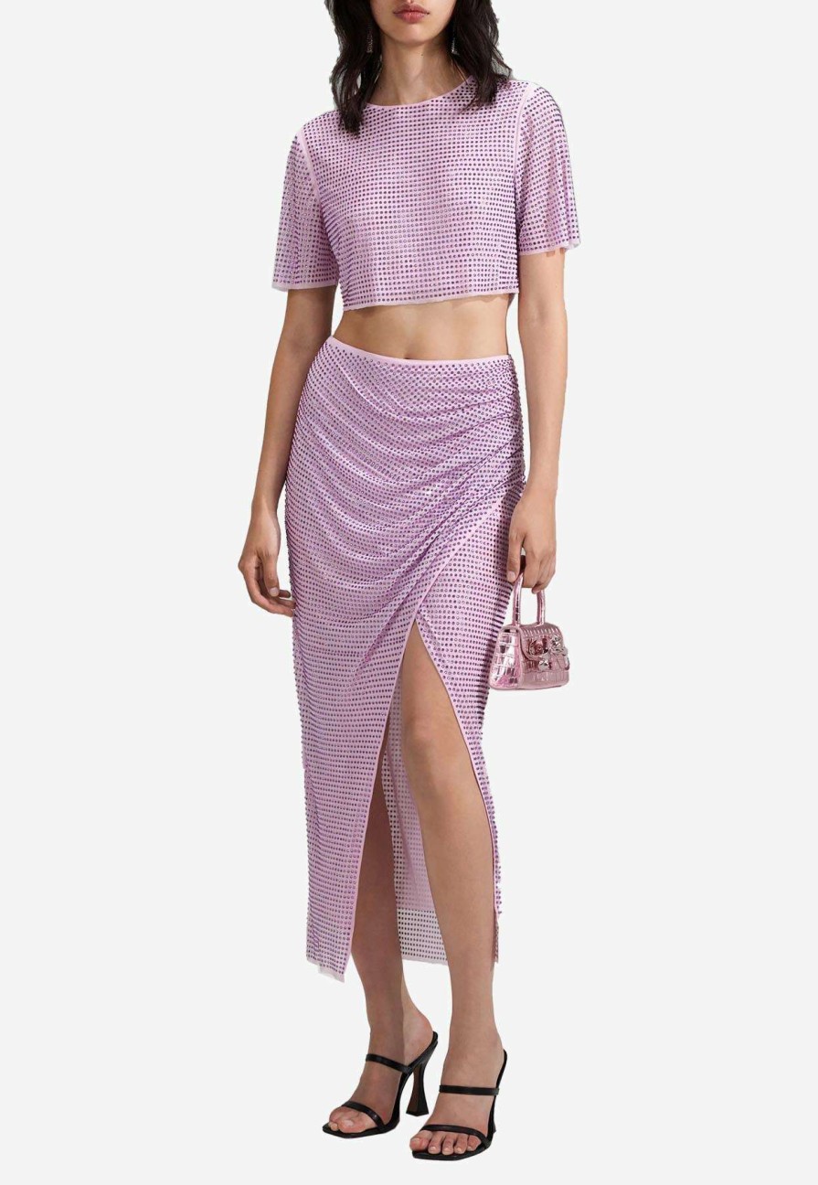 Skirts * | Self-Portrait Studded Midi Wrap Skirt Purple