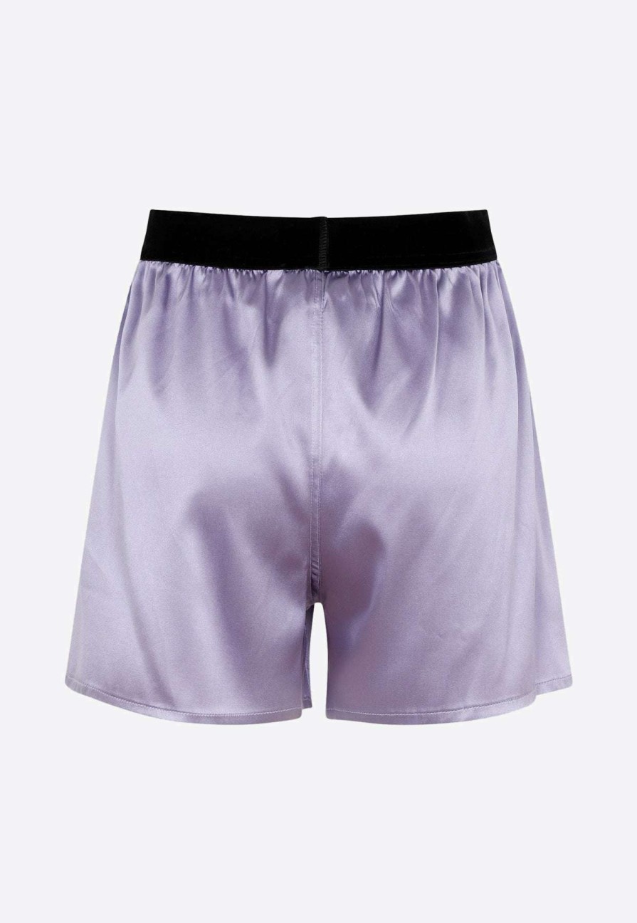 Shorts * | Tom Ford Logo Waistband Silk Shorts Purple