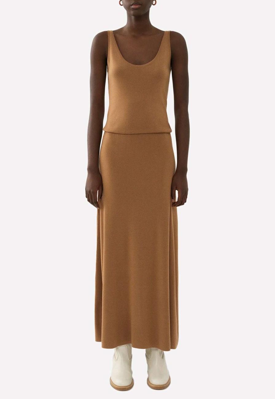 Dresses * | Chloe Straight Wool Tank Dress Camel