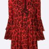 Dresses * | Tom Ford Leopard Print Silk Mini Dress Red