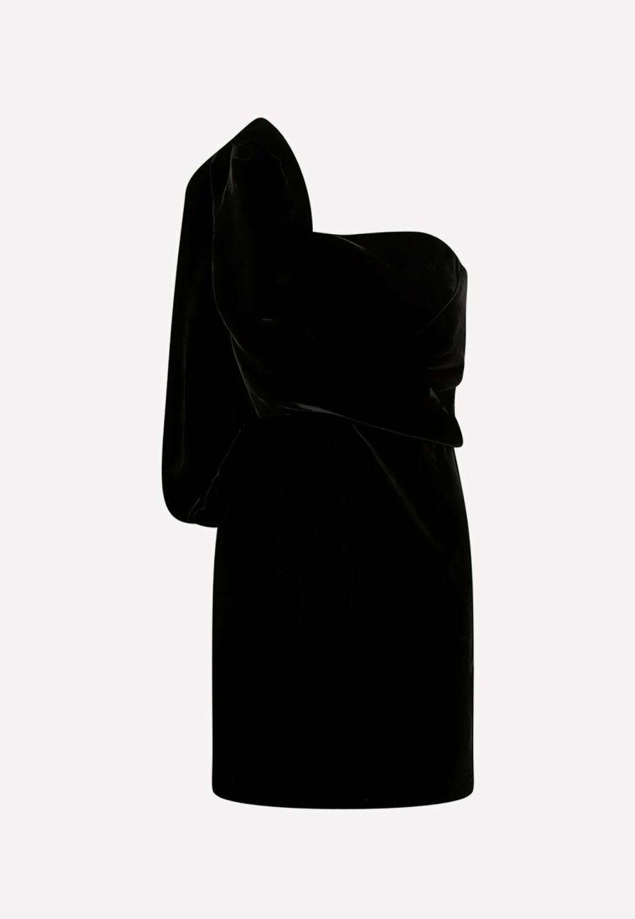 Dresses * | Tom Ford One-Shoulder Mini Dress In Velvet Black