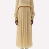 Dresses * | Chloe Off-Shoulder Gathered Silk Crepe Midi Dress Beige