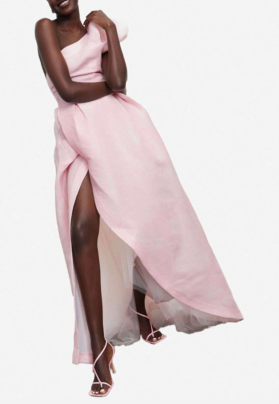 Evening * | Rachel Gilbert Angus One-Shoulder Gown Pink