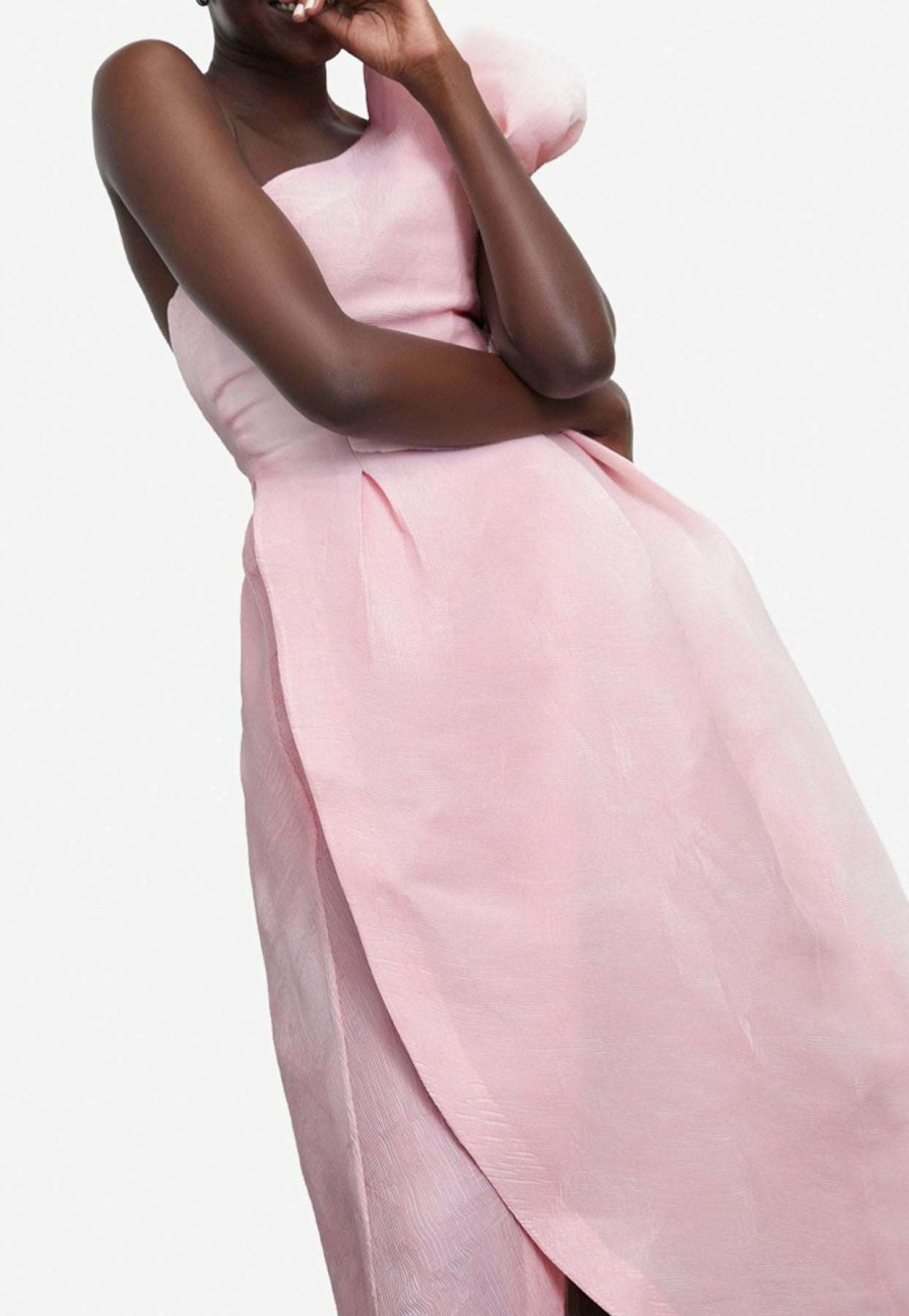 Evening * | Rachel Gilbert Angus One-Shoulder Gown Pink