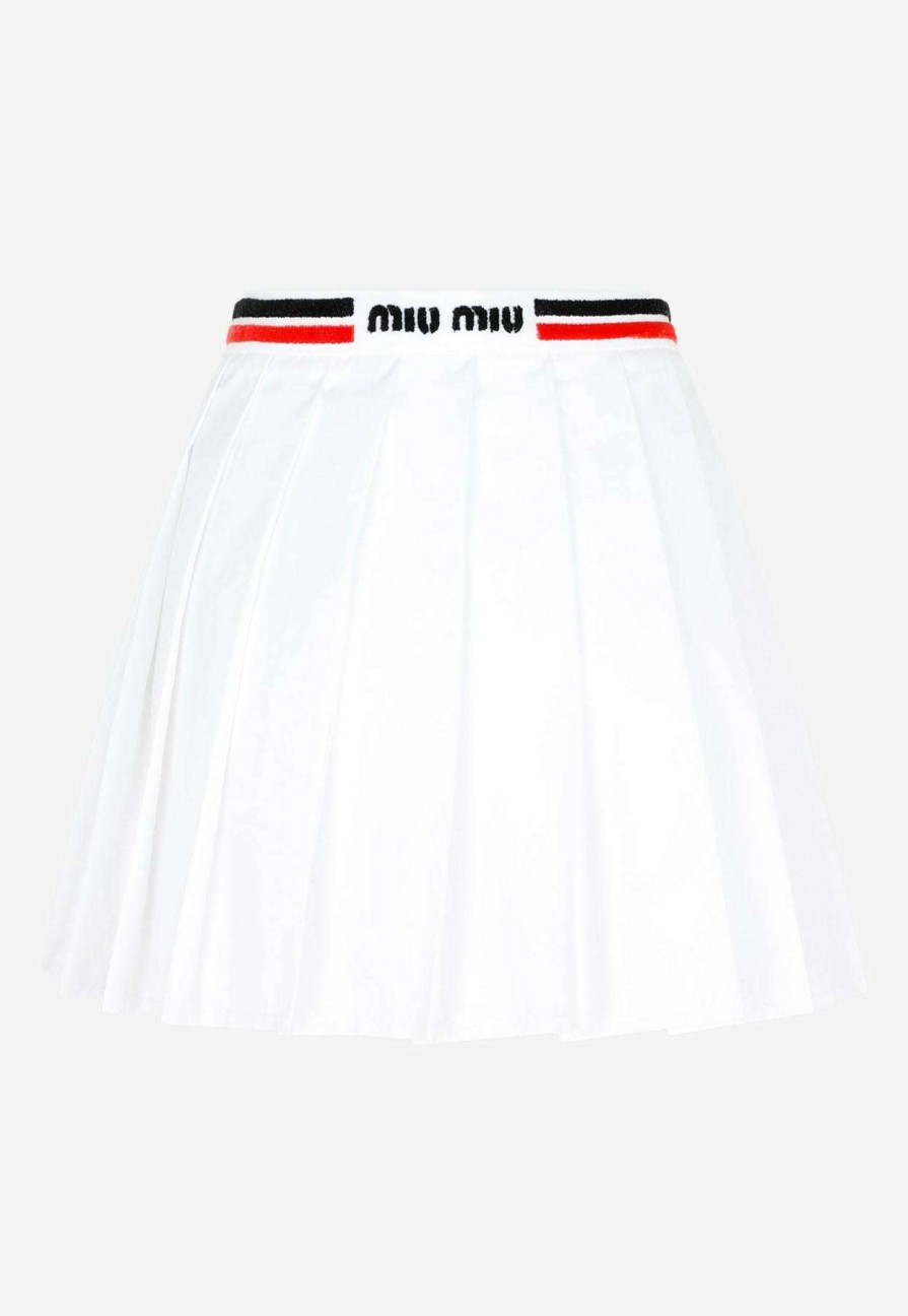 Skirts * | Miu Miu Pleated Mini Skirt White