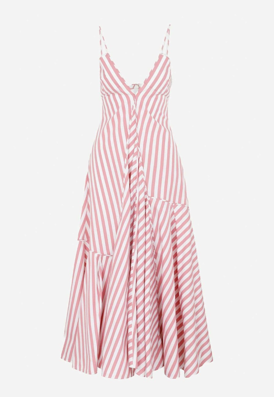 Dresses * | Jil Sander Striped Cotton Sundress Pink