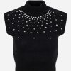 Evening * | Alessandra Rich Sleeveless Crystal-Embellished Top Black