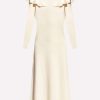 Dresses * | Chloe Ruffled Yoke Knitted Wool Midi Dress White