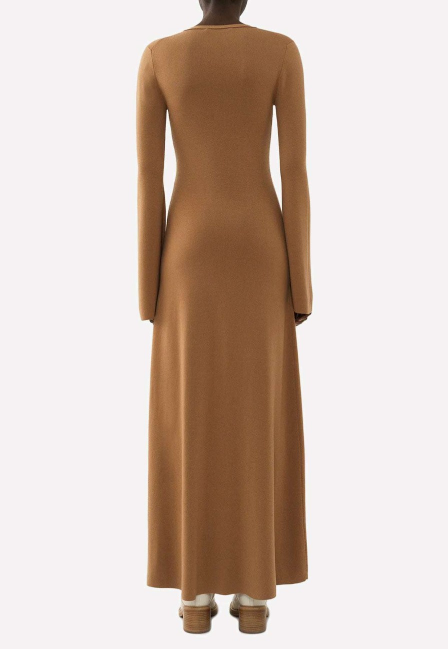 Dresses * | Chloe V-Neck Maxi Cardigan Dress Camel