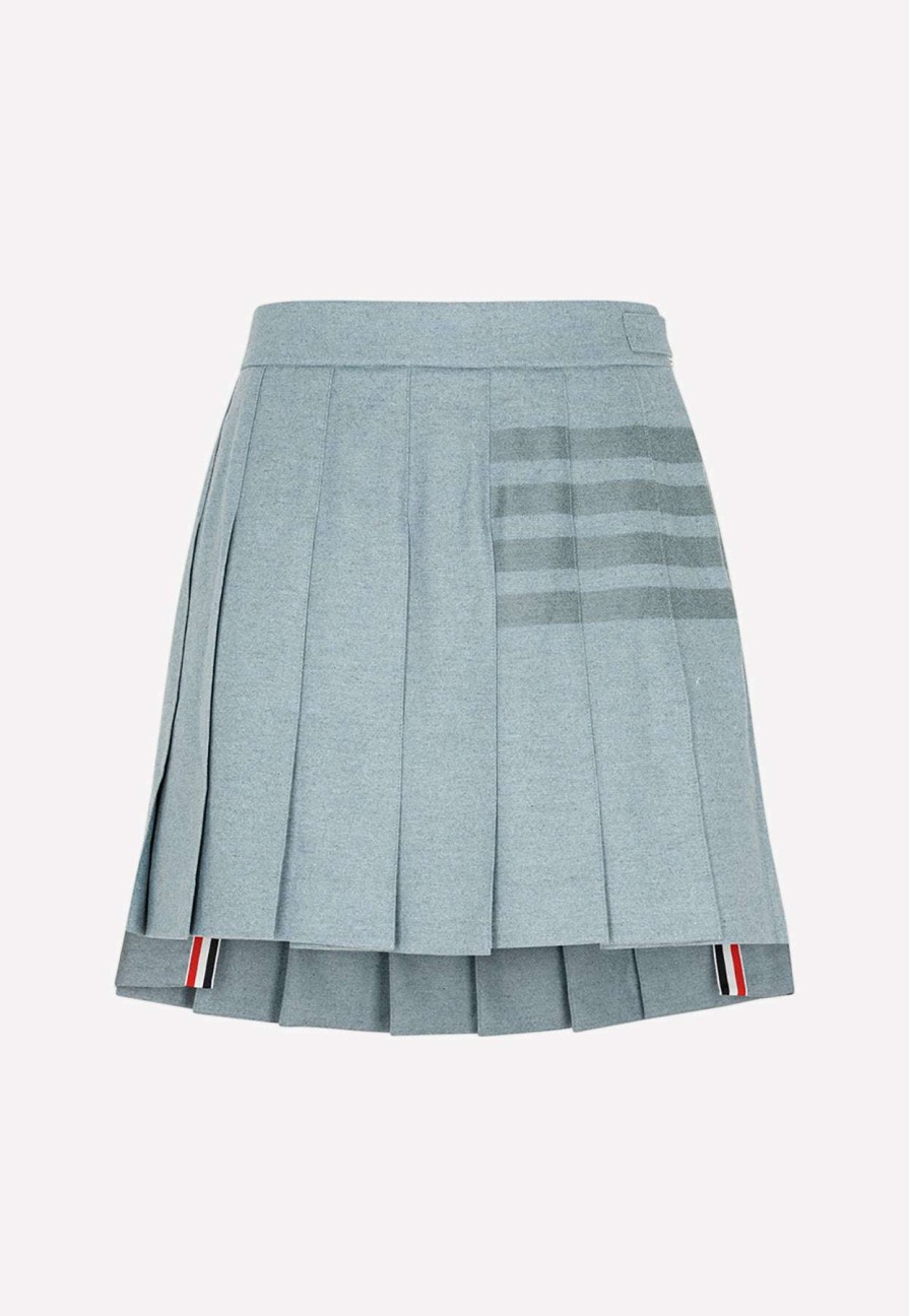 Skirts * | Thom Browne Mini Dropped Pleated Skirt Blue