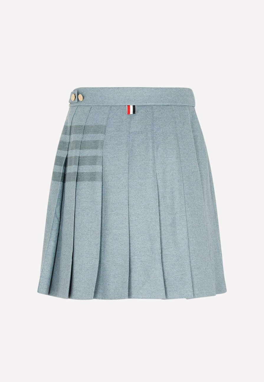 Skirts * | Thom Browne Mini Dropped Pleated Skirt Blue