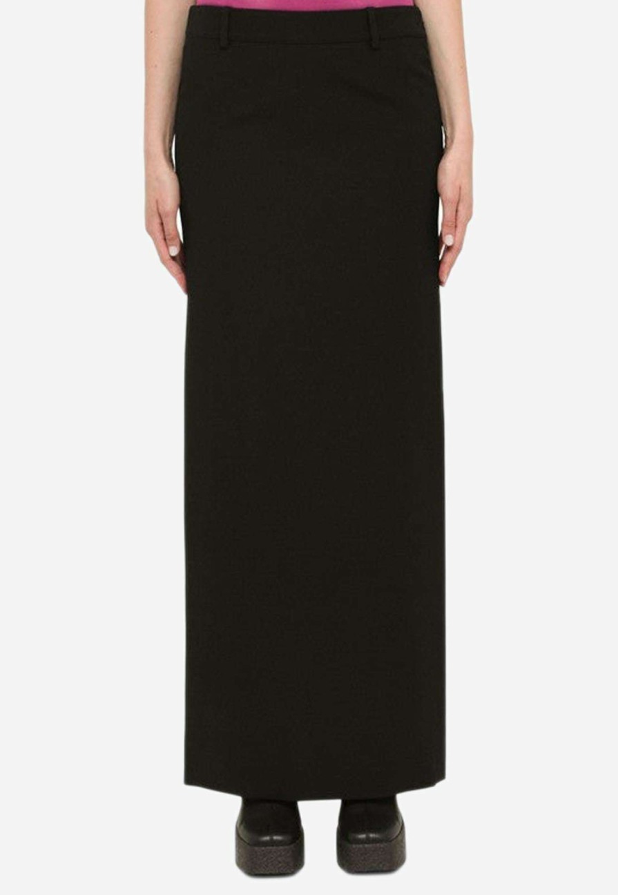 Skirts * | Balenciaga Maxi Wool Skirt Black