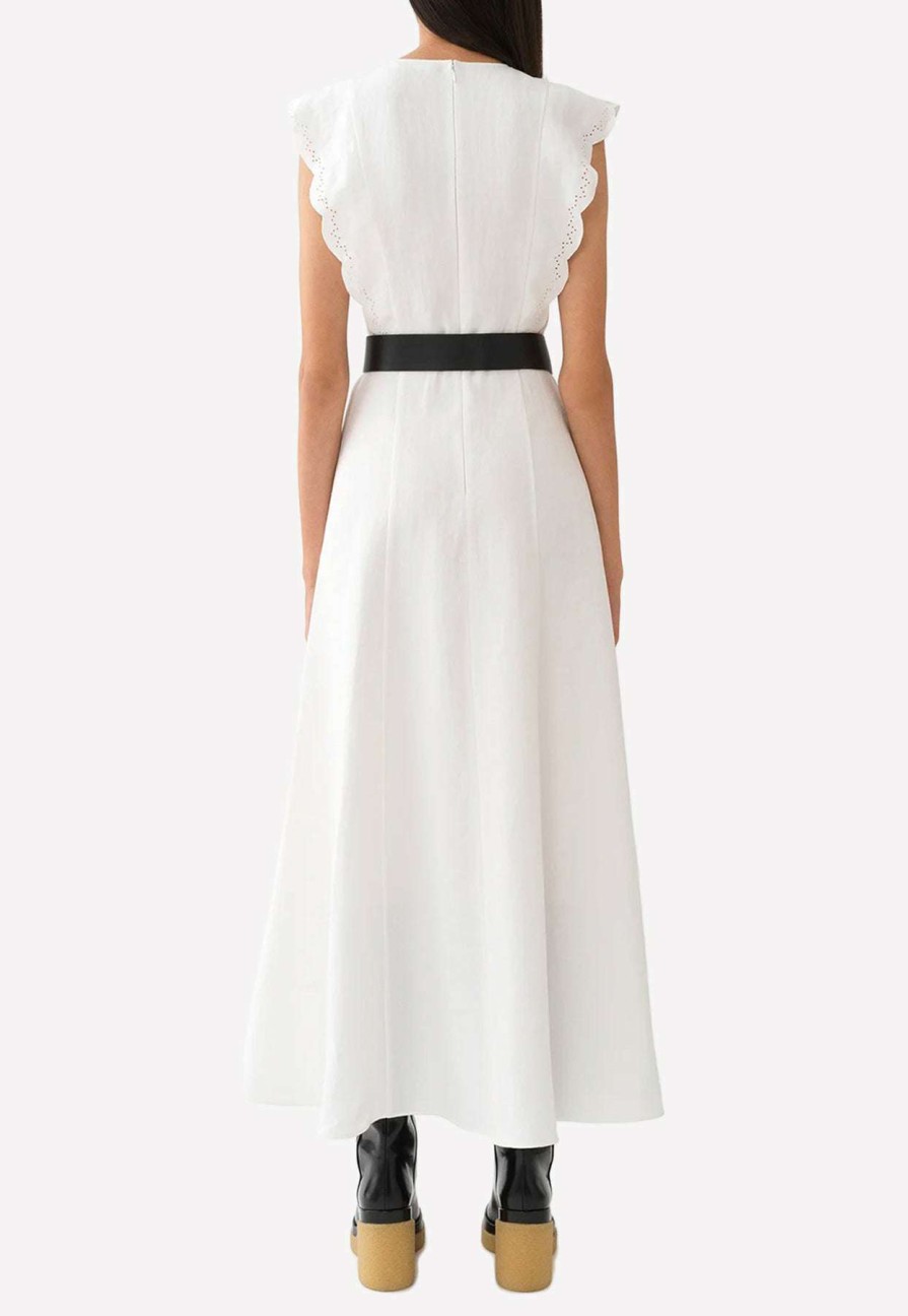 Dresses * | Chloe Embroidered Flared Maxi Dress White