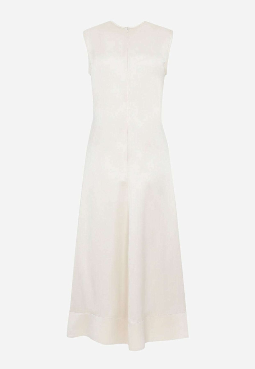 Evening * | Jil Sander Gold Leaf Midi Wrap Dress Vanilla