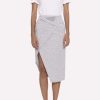 Skirts * | Dawei Linen Wrap Skirt With Slit Gray