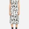 Dresses * | Salvatore Ferragamo Printed Sleeveless Midi Shirt Dress In Silk Monochrome