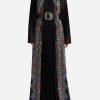 Dresses * | Etro Long Pleated Georgette Paisley Printed Maxi Dress Black