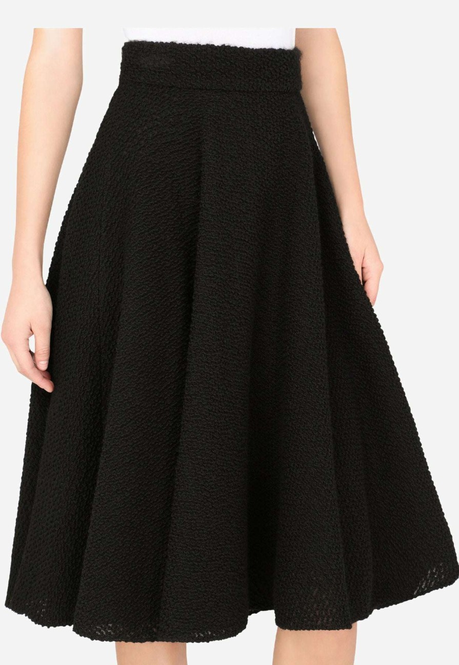 Skirts * | Dolce & Gabbana Boucle Godet A-Line Skirt Black