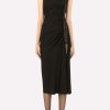 Evening * | Dolce & Gabbana Asymmetric Stretch Sable Midi Ruched Dress Black